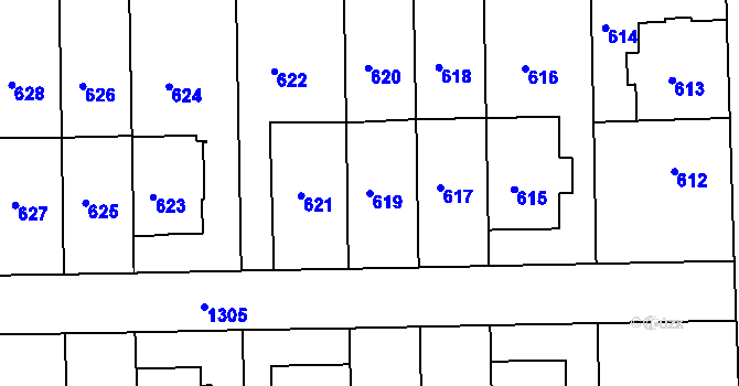 Parcela st. 619 v KÚ Liboc, Katastrální mapa