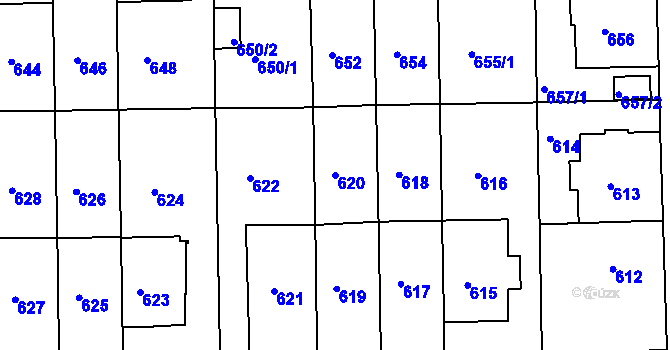 Parcela st. 620 v KÚ Liboc, Katastrální mapa