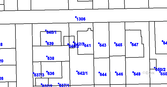 Parcela st. 641 v KÚ Liboc, Katastrální mapa