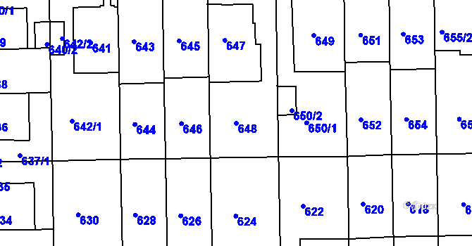 Parcela st. 648 v KÚ Liboc, Katastrální mapa