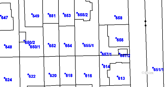 Parcela st. 655/1 v KÚ Liboc, Katastrální mapa