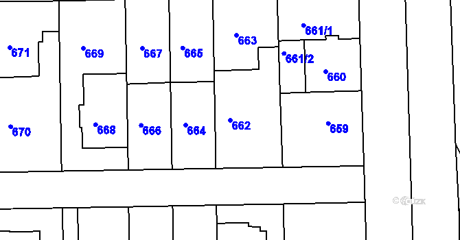 Parcela st. 662 v KÚ Liboc, Katastrální mapa