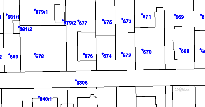 Parcela st. 674 v KÚ Liboc, Katastrální mapa