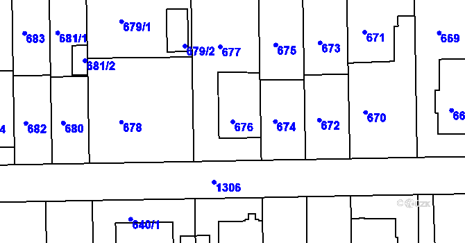 Parcela st. 676 v KÚ Liboc, Katastrální mapa