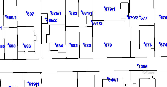 Parcela st. 680 v KÚ Liboc, Katastrální mapa