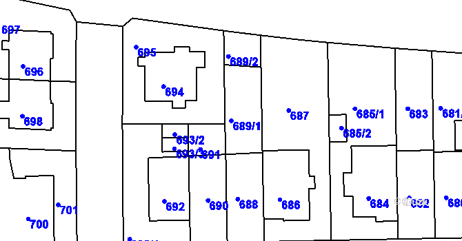 Parcela st. 689/1 v KÚ Liboc, Katastrální mapa