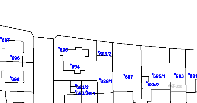 Parcela st. 689/2 v KÚ Liboc, Katastrální mapa