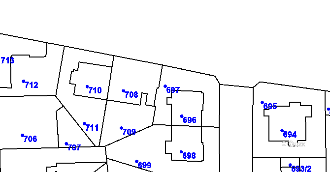 Parcela st. 697 v KÚ Liboc, Katastrální mapa