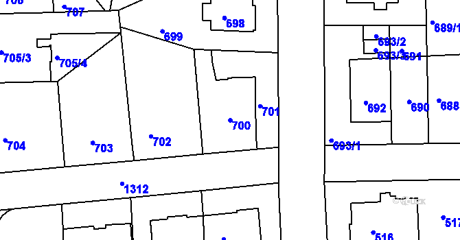 Parcela st. 700 v KÚ Liboc, Katastrální mapa