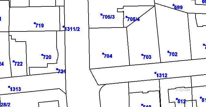 Parcela st. 704 v KÚ Liboc, Katastrální mapa