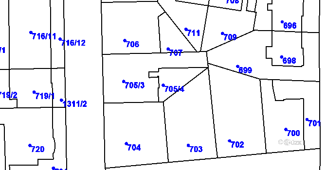 Parcela st. 705/4 v KÚ Liboc, Katastrální mapa
