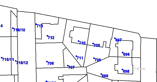 Parcela st. 710 v KÚ Liboc, Katastrální mapa