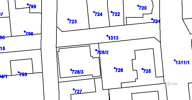 Parcela st. 728/2 v KÚ Liboc, Katastrální mapa