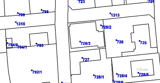 Parcela st. 728/3 v KÚ Liboc, Katastrální mapa