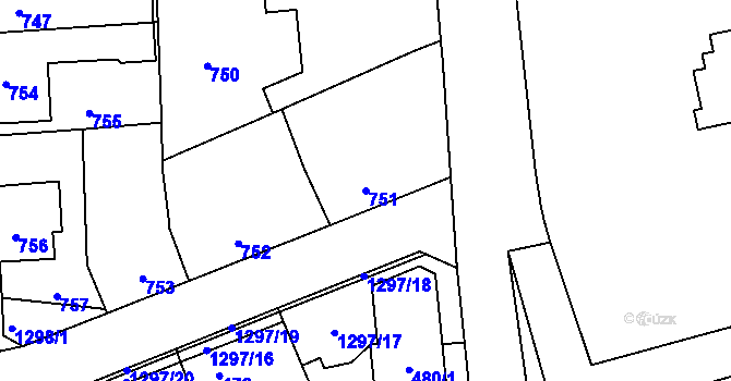 Parcela st. 751 v KÚ Liboc, Katastrální mapa