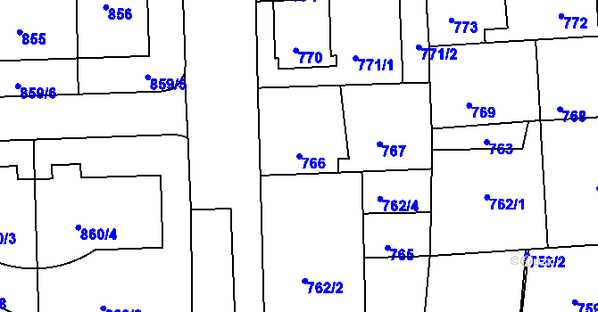 Parcela st. 766 v KÚ Liboc, Katastrální mapa