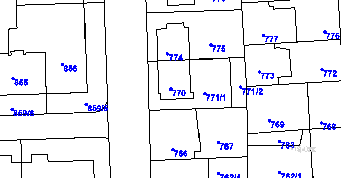 Parcela st. 770 v KÚ Liboc, Katastrální mapa