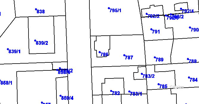 Parcela st. 786 v KÚ Liboc, Katastrální mapa