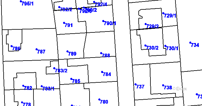 Parcela st. 788 v KÚ Liboc, Katastrální mapa