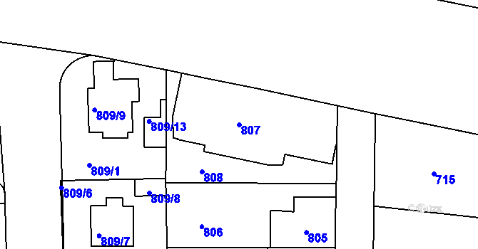 Parcela st. 807 v KÚ Liboc, Katastrální mapa