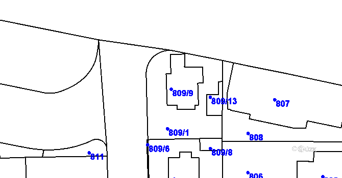 Parcela st. 809/9 v KÚ Liboc, Katastrální mapa