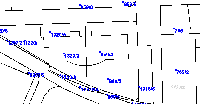 Parcela st. 860/4 v KÚ Liboc, Katastrální mapa