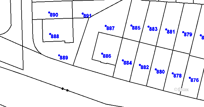 Parcela st. 886 v KÚ Liboc, Katastrální mapa