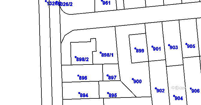 Parcela st. 898/1 v KÚ Liboc, Katastrální mapa