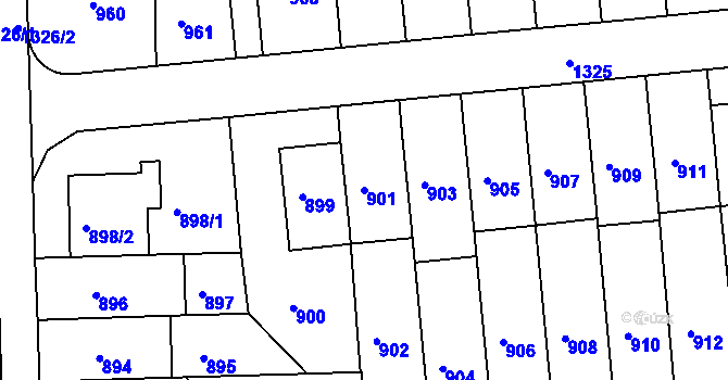 Parcela st. 901 v KÚ Liboc, Katastrální mapa