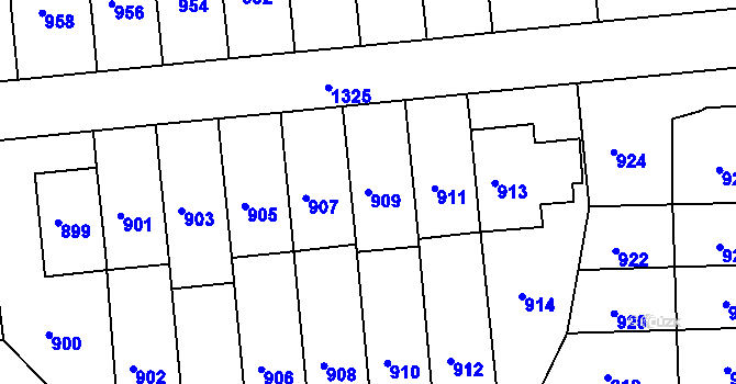 Parcela st. 909 v KÚ Liboc, Katastrální mapa