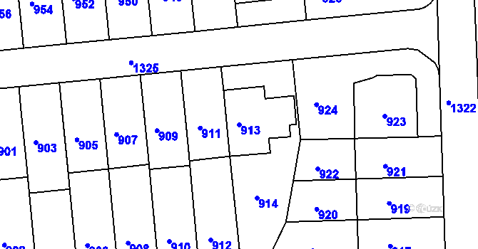 Parcela st. 913 v KÚ Liboc, Katastrální mapa