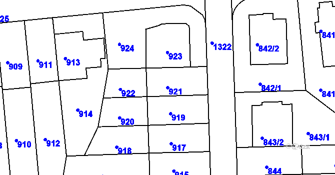 Parcela st. 921 v KÚ Liboc, Katastrální mapa