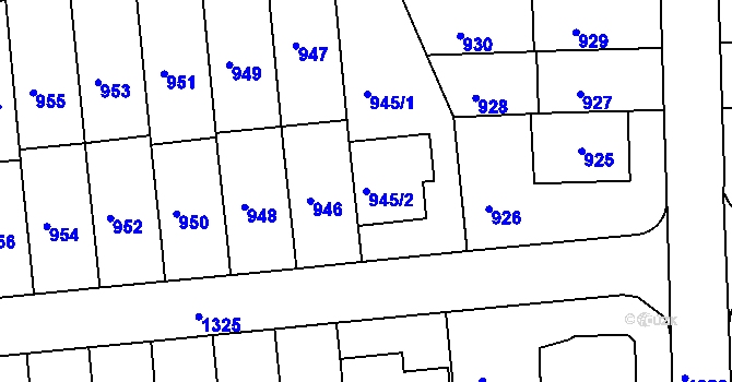 Parcela st. 945/2 v KÚ Liboc, Katastrální mapa
