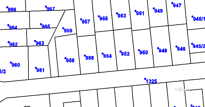 Parcela st. 954 v KÚ Liboc, Katastrální mapa