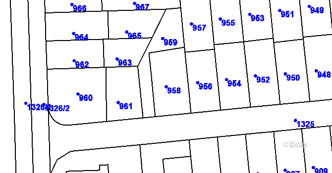 Parcela st. 958 v KÚ Liboc, Katastrální mapa