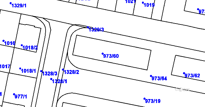 Parcela st. 973/60 v KÚ Liboc, Katastrální mapa