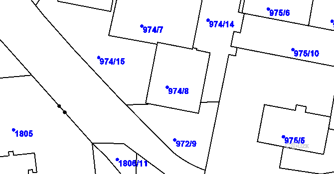 Parcela st. 974/8 v KÚ Liboc, Katastrální mapa
