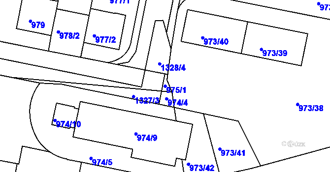 Parcela st. 975/1 v KÚ Liboc, Katastrální mapa