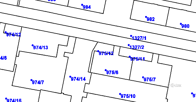 Parcela st. 975/12 v KÚ Liboc, Katastrální mapa