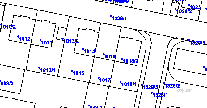 Parcela st. 1016 v KÚ Liboc, Katastrální mapa