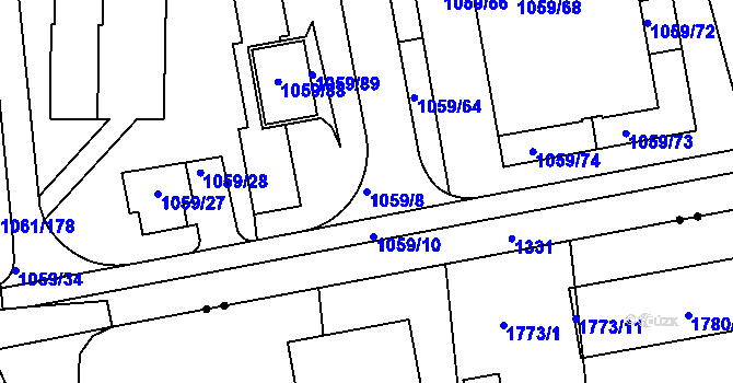 Parcela st. 1059/8 v KÚ Liboc, Katastrální mapa