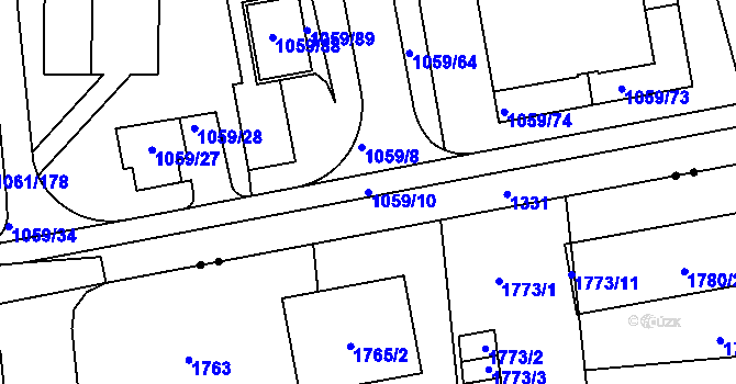Parcela st. 1059/10 v KÚ Liboc, Katastrální mapa