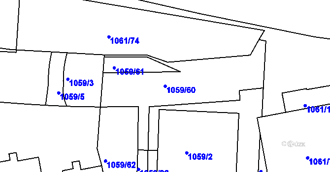 Parcela st. 1059/60 v KÚ Liboc, Katastrální mapa
