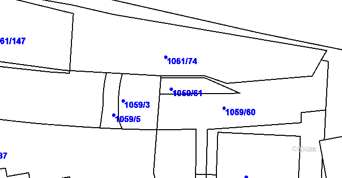 Parcela st. 1059/61 v KÚ Liboc, Katastrální mapa