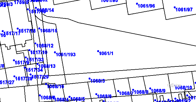Parcela st. 1061/1 v KÚ Liboc, Katastrální mapa