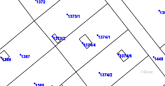 Parcela st. 1374/4 v KÚ Liboc, Katastrální mapa