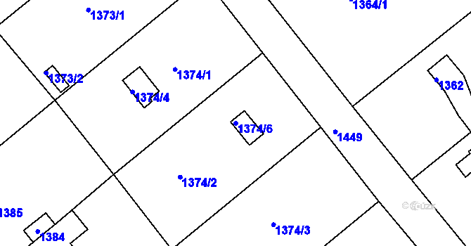 Parcela st. 1374/6 v KÚ Liboc, Katastrální mapa