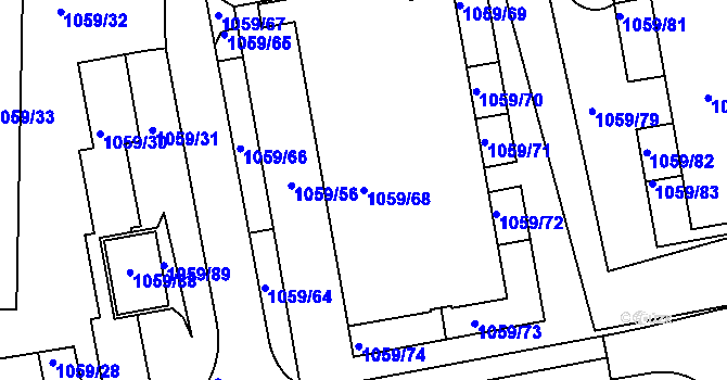 Parcela st. 1059/68 v KÚ Liboc, Katastrální mapa