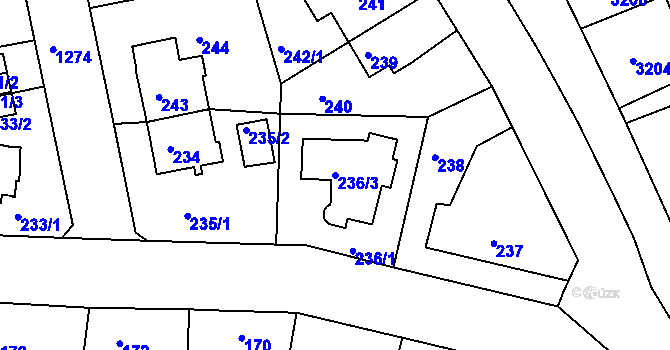 Parcela st. 236/3 v KÚ Liboc, Katastrální mapa