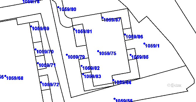 Parcela st. 1059/75 v KÚ Liboc, Katastrální mapa
